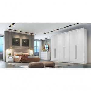 Guarda Roupa Casal 100% Mdf 6 Portas 8 Gavetas Livorno-branco Móveis Novo Horizonte