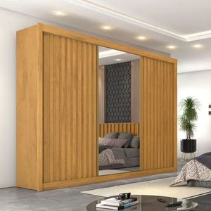 Guarda Roupa Casal Ripado 3 Portas 6 Gavetas E Espelho Central Athenas Móveis Europa
