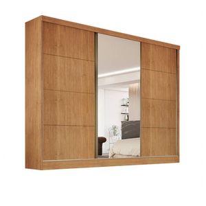 Guarda-roupa 1 Portas Espelhada Mdf 6 Gavetas - Bergamo-nature - Bianchi Móveis