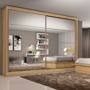Guarda Roupa Casal Espelhado 2 Portas 6 Gavetas Sevilha-amêndoa Made Marcs