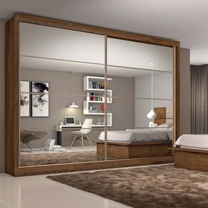Guarda Roupa Casal Espelhado 2 Portas 6 Gavetas Sevilha-braúna Made Marcs