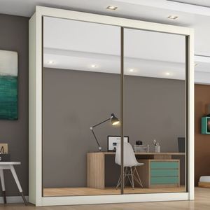 Guarda Roupa Solteiro Espelhado 2 Portas 4 Gavetas Zurique-off White Móveis Europa