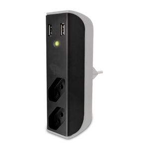 Filtro De Linha 2 Tomadas 20a + 2 Entradas Usb 2.1a Fl001 Preto-branco Bright