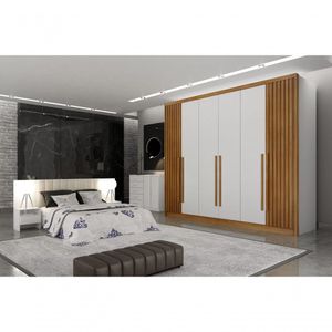 Guarda Roupa Casal 6 Portas 8 Gavetas Maldivas Ripado-branco Móveis Novo Horizonte
