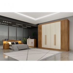 Guarda Roupa Casal 6 Portas 8 Gavetas Coimbra Ripado-cumaru-fendi Móveis Novo Horizonte