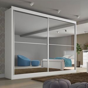 Guarda Roupa Casal Espelhado 2 Portas 4 Gavetas Verona-branco Acetinado Made Marcs