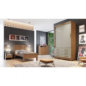 Guarda Roupa Solteiro 2 Portas 6 Gavetas Buriti-cumaru-fendi Móveis Novo Horizonte