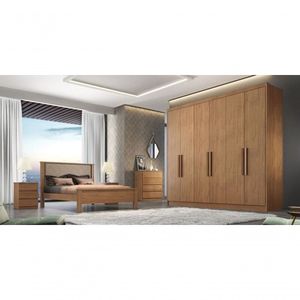 Guarda Roupa Casal 100% Mdf 6 Portas 6 Gavetas Linea-cumaru Móveis Novo Horizonte