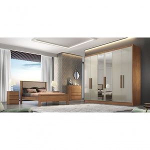 Guarda Roupa Casal Com Espelho 6 Portas 6 Gavetas Rizon-cumaru-fendi Móveis Novo Horizonte