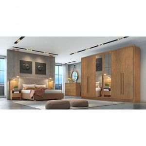 Guarda Roupa Casal Com Espelho 6 Portas 8 Gavetas Robust -cumaru Móveis Novo Horizonte