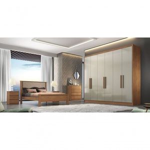 Guarda Roupa Casal 100% Mdf 6 Portas 8 Gavetas Linea-cumaru-fendi Móveis Novo Horizonte