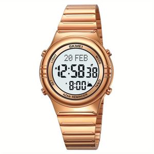Relógio Digital Masculino Fashion Da Skmei Com Cronômetro Função De Data Resistência À Água Rosa Dourado