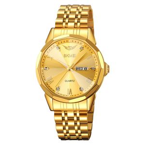 Relógio Masculino Classico À Prova Da Água Pulseira De Aço Inoxidável De Quartzo Dourado