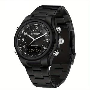Relógio Masculino Fashion Pulseira De Aço Inoxidável Resistente À Água 50m Preto