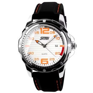 Relógio Esportivo Com Pulseira De Silicone À Prova Da Água 3atm Branco Laranja