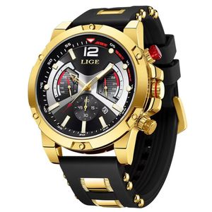 Relógio De Quartzo Masculono Esportivo Impermeável À Prova Da Água 3atm Dourado