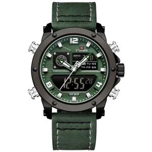 Relógio Masculino De Exibição Dupla Esportivo Militar De Quartzo Impermeavel 3atm À Prova Da Água Verde