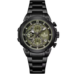Relógio Masculino Quartzo Com Cronógrafo Esportivo Impermeavel Em Aço Inoxidável Verde Musgo