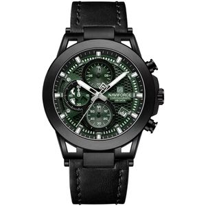 Relógio Analógico Design Esportivo Impermevel À Prova Da Água Pulseira Em Couro Ecológico Verde