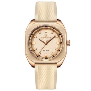 Relógio Feminino De Quartzo Casual Com Pulseira De Silicone Impermeavel 3atm Bege