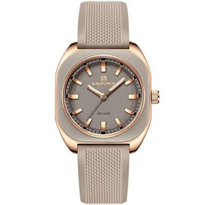 Relógio Feminino De Quartzo Casual Com Pulseira De Silicone Impermeavel 3atm Bege Cinza