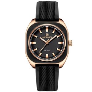 Relógio Feminino De Quartzo Casual Com Pulseira De Silicone Impermeavel 3atm Preto Dourado