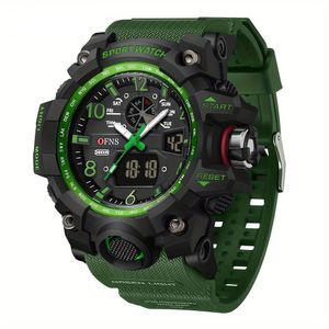 Relógio Esportivo Masculino Ofns S3169 Dupla Exibição Verde