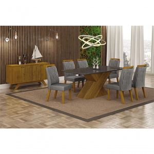 Sala De Jantar Completa Com 6 Cadeiras 1,80x0,90m Ilhéus Leifer Móveis