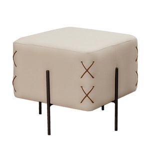 Puff Banqueta Eros Luxo Preto Castellar Móbile Corino Off White Corino Off White
