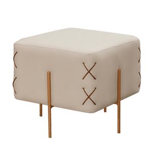 Puff Banqueta Eros Luxo Bronze Castellar Móbile Corino Off White Corino Off White
