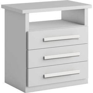 Mesa De Cabeceira 3 Gavetas Telescópicas Malibu branco Bianchi Móveis