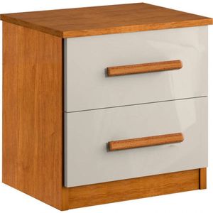 Mesa De Cabeceira Mdf 2 Gavetas Puxadores Madeira Zeus-nature/off Bianchi Móveis