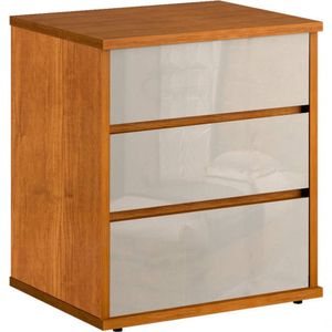Mesa De Cabeceira 3 Gavetas Telescópicas Mdf Grécia-nature/off Bianchi Móveis