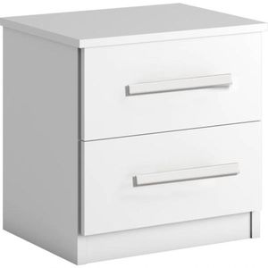 Mesa De Cabeceira Mdf 2 Gavetas Puxadores Madeira Zeus-branco Bianchi Móveis