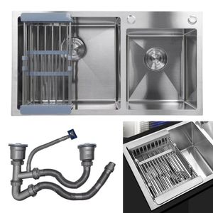 Cuba Cozinha Dupla Goumert Aço Inox Escorredor Luxo Lava Louça Alimentos Limpa Pia Balcao Bancada Area Externa