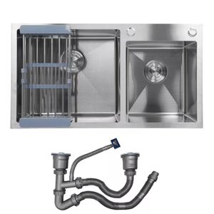 Cuba Cozinha Goumert Dupla Aço Inox Escovado Escorredor Lava Louça Luxo Lavabo Casa Balcao Copa Restaurante Area Externa