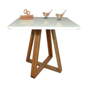 Mesa Jantar Base X Tampo Retangular Laca Com Vidro 120x80cm Branco