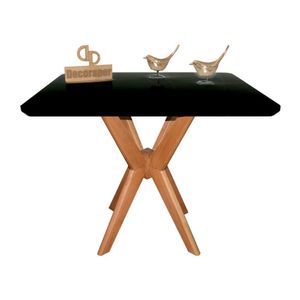 Mesa Jantar Pandora Tampo Retangular Laca Com Vidro 120x70cm Preto