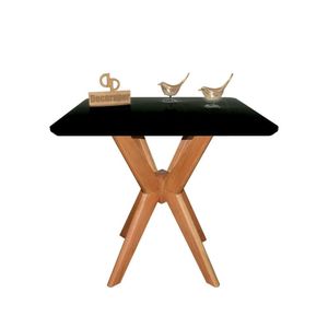 Mesa Jantar Pandora Tampo Quadrado Laca Com Vidro 80cm Preto