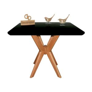 Mesa Jantar Pandora Tampo Quadrado Laca Com Vidro 100cm Preto