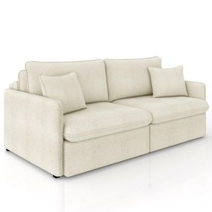 Sofá Cama Retrátil Para Sala De Estar 174cm Una K01 Bouclê Bege Lyam Decor