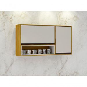 Armário Aéreo Porta Condimentos 2 Portas - Eduarda-cinamomo-off White - Chf Móveis
