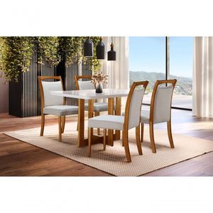 Sala De Jantar Madeira Maciça Com 4 Cadeiras 1,20x0,80m - Talia - Espresso Móveis