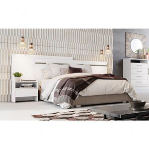 Cabeceira Para Cama Box Casal Com 2 Mesas De Cabeceira - Prime-branco - Móveis Novo Horizonte