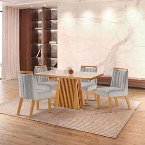 Sala De Jantar Completa Com 4 Cadeiras 1,20x0,80m - Austria - Lj Móveis