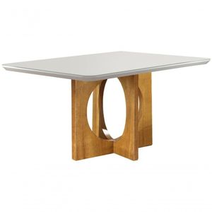 Mesa De Jantar Moderna Com Vidro - Barcelona-1,60x0,90m - Móveis Mundial