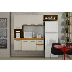 Cozinha Suspensa 8 Portas 1 Gaveta - Brisa-cinamomo-off White - Chf Móveis