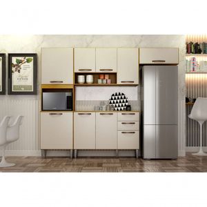 Cozinha Completa 4 Peças 9 Portas - Maísa-cinamomo-off White - Chf Móveis