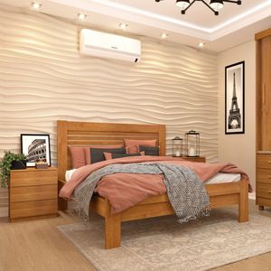 Cama Casal 100% Mdf - Safira-cinamomo - Tcil Móveis