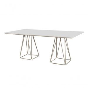 Mesa De Jantar Com Vidro Base Em Aço Milão Cm Decor